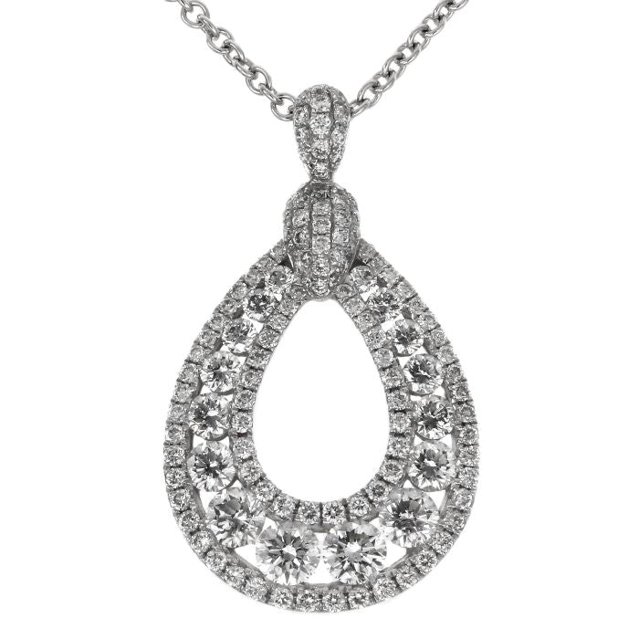 Diamond Teardrop Pendant Necklace 1.53cttw