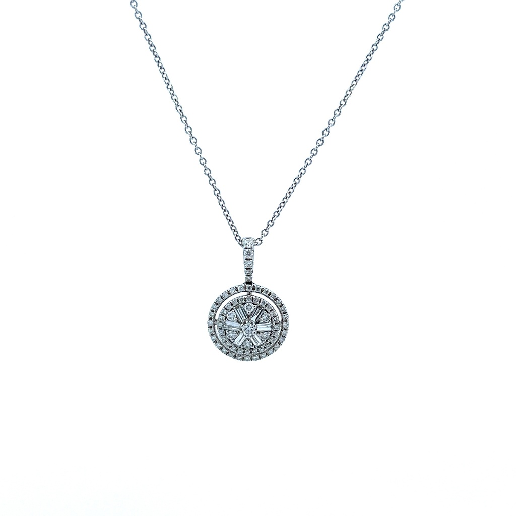 [4F0900AWPDD0] Diamond Circle Pendant Necklace 0.66cttw