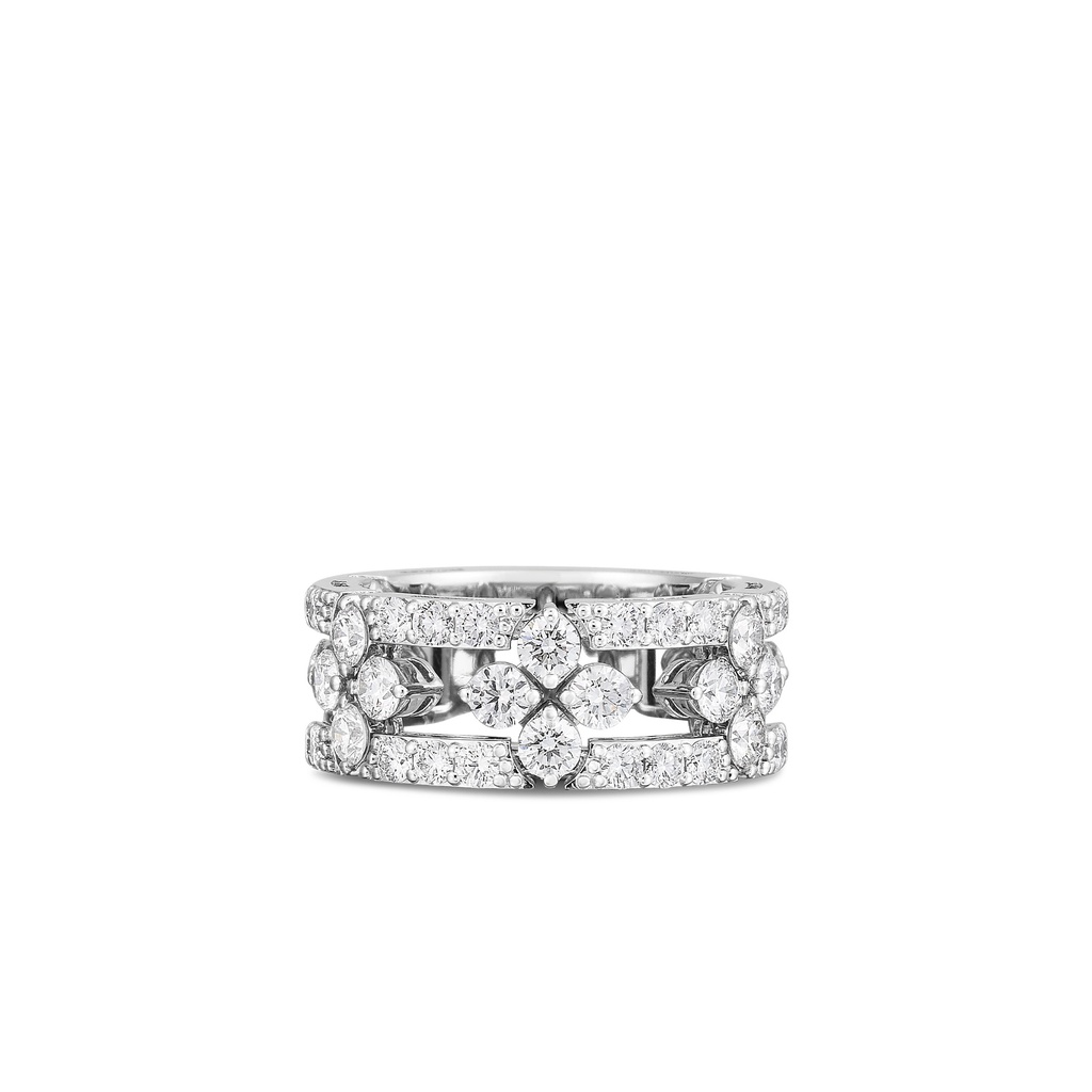 Love In Verona Double Row Band With (44) Round Diamonds Weighing 2.65cttw Sz6.5 In 18Kt White Gold