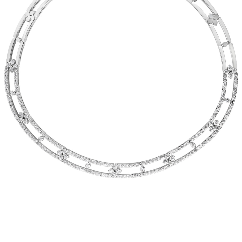 Love In Verona Necklace With (190) Round Diamonds Weighing 7.85cttw In 18Kt White Gold