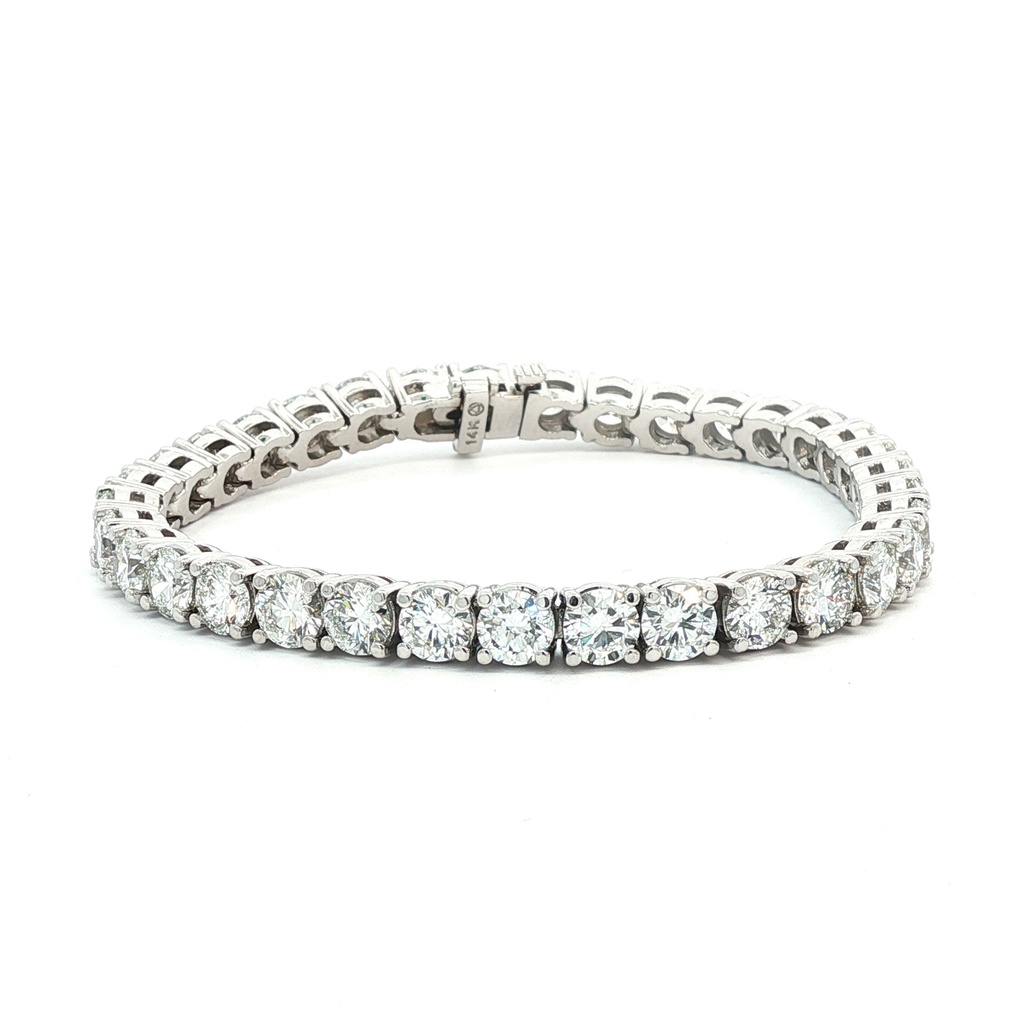 Tennis Bracelet With (35) Round Diamonds Weighing 17.16cttw In 14Kt White Gold