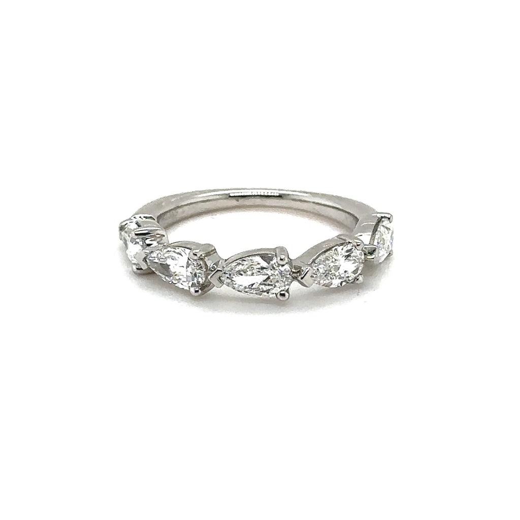 Half Eternity Band With (5) Pear Shaped Diamonds Weighing 1.51cttw In Platinum