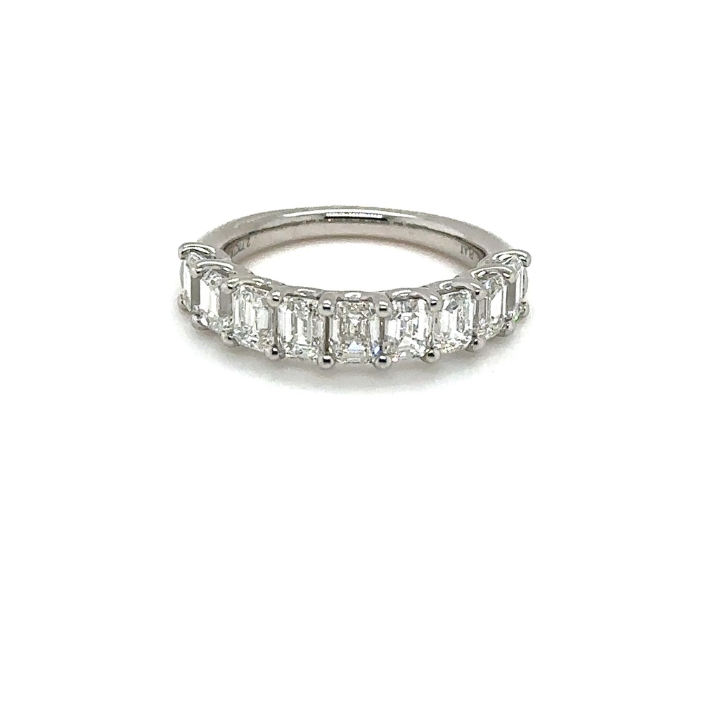 Half Eternity Band With (9) Emerald Cut Diamonds Weighing 2.77cttw In Platinum