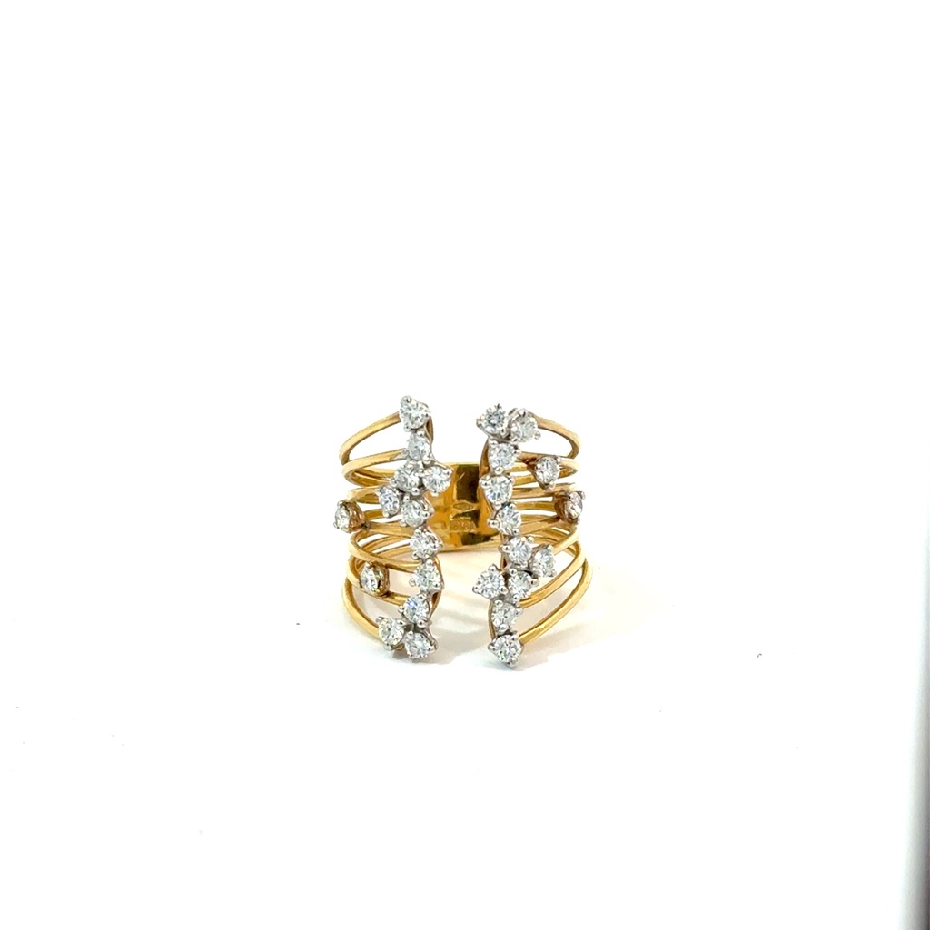 Open Cuff Ring With (26) Round Diamonds Weighing 1.05cttw In 18Kt Yellow Gold