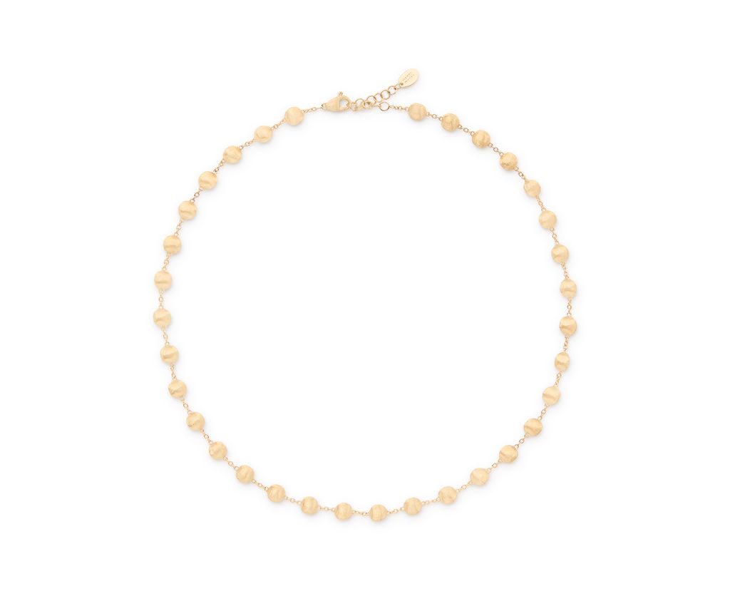 18Kt Yellow Gold Africa Bead Necklace 16.5"