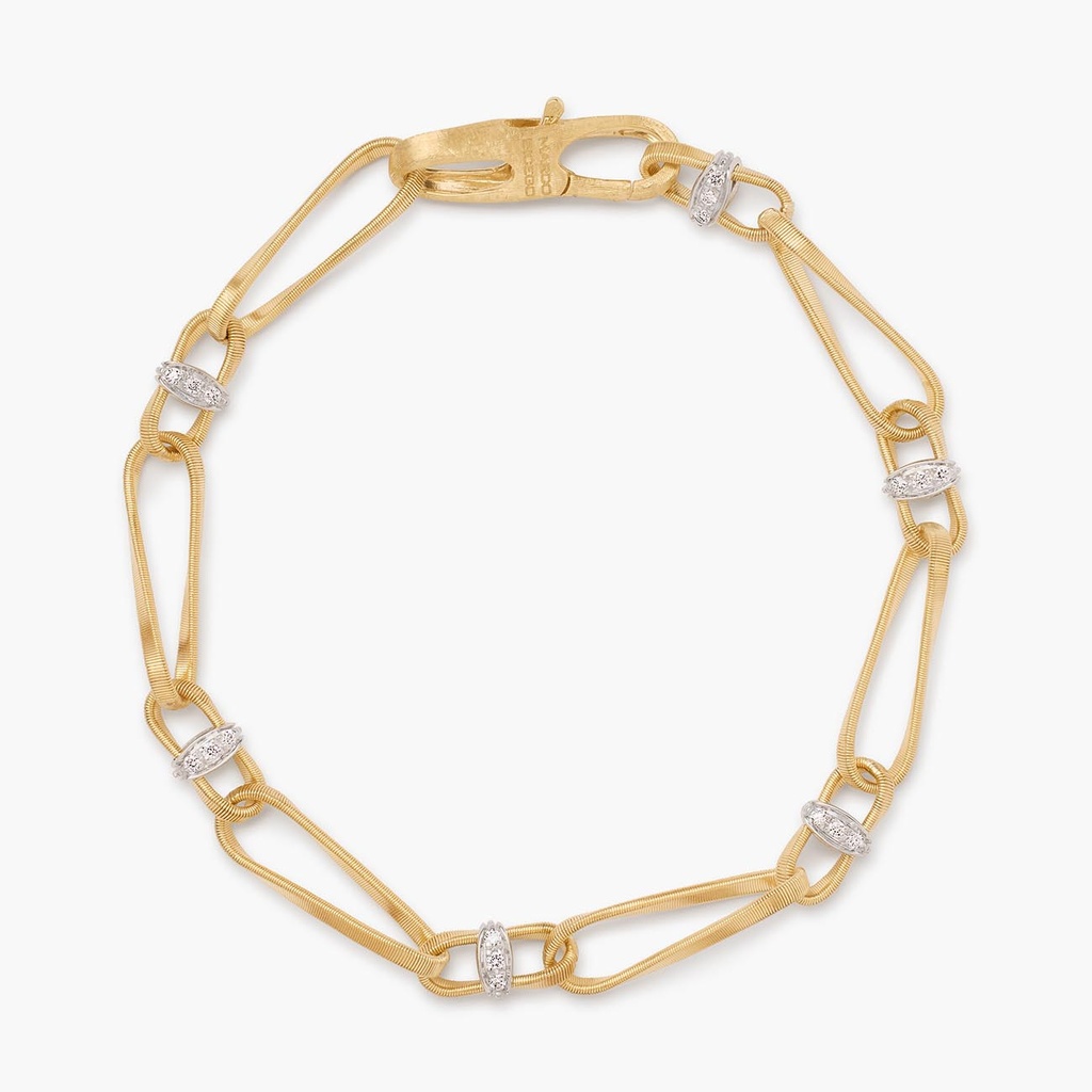18Kt Two Toned Onde Twisted Link Bracelet With (36) Round Diamonds Weighing 0.26cttw