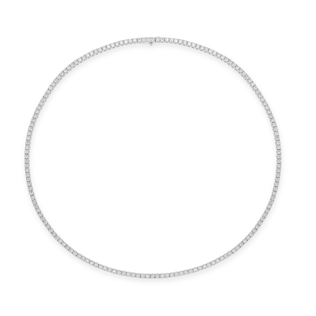 18Kt White Gold Line Necklace With (163) Round Diamonds Weighing 8.23cttw