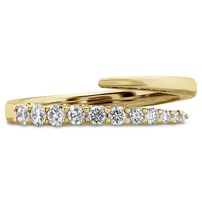 18Kt Yellow Gold Identity Bypass Ring With (11) Round Diamonds Weighing 0.28cttw