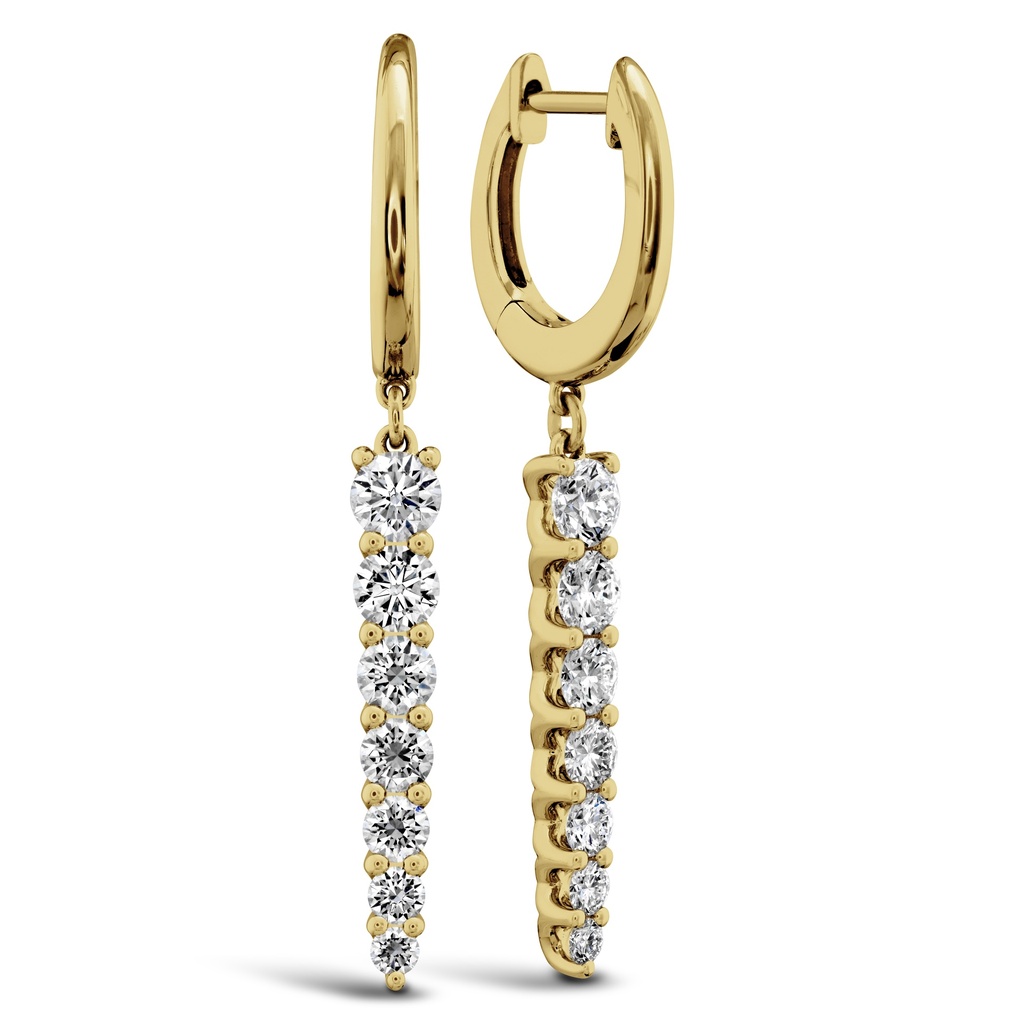 18Kt Yellow Gold Identity Drop Earrings With (14) Round Diamonds Weighing 0.95cttw