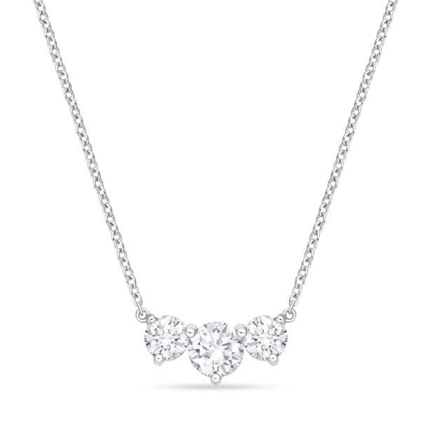 18Kt White Gold Large Trinity Necklace With (3) Round Diamonds Weighing 0.89cttw