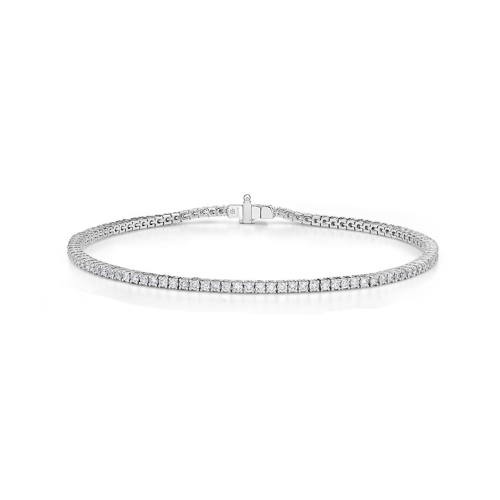 18Kt White Gold Line Bracelet With (88) Round Diamonds Weighing 1.96cttw 