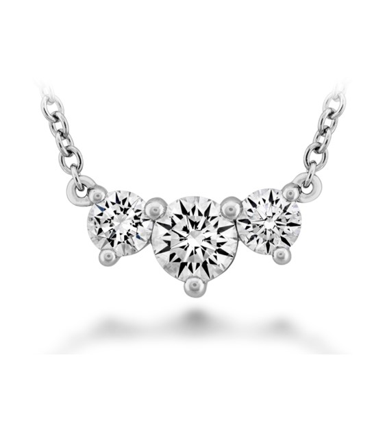 18Kt White Gold Medium Trinity Necklace With (3) Round Diamonds Weighing 0.49cttw