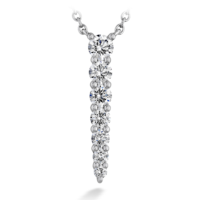 18Kt White Gold Medium Identity Necklace With (7) Round Diamonds Weighing 0.46cttw