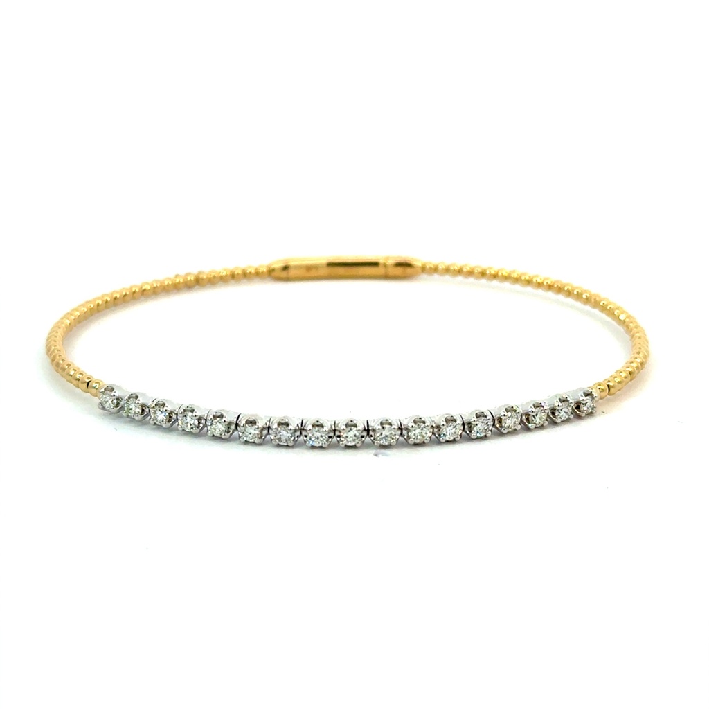 14Kt Two Toned Bangle With (17) Round Diamonds Weighing 0.48cttw