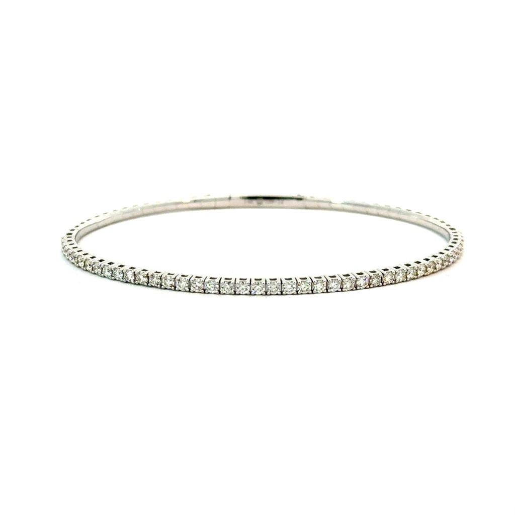 14Kt White Gold Bangle With (41) Round Diamonds Weighing 1.00cttw