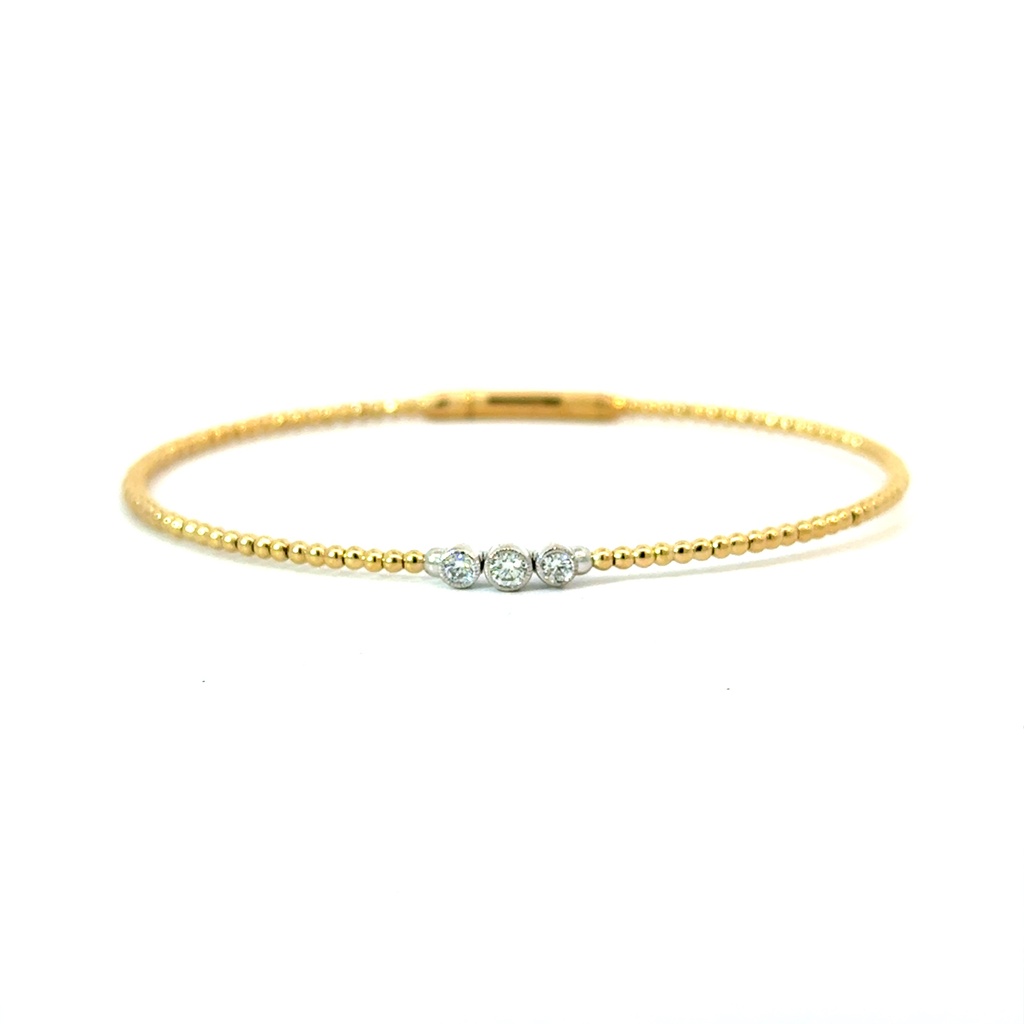 14Kt Two Toned Bangle With (3) Round Diamonds Weighing 0.18cttw