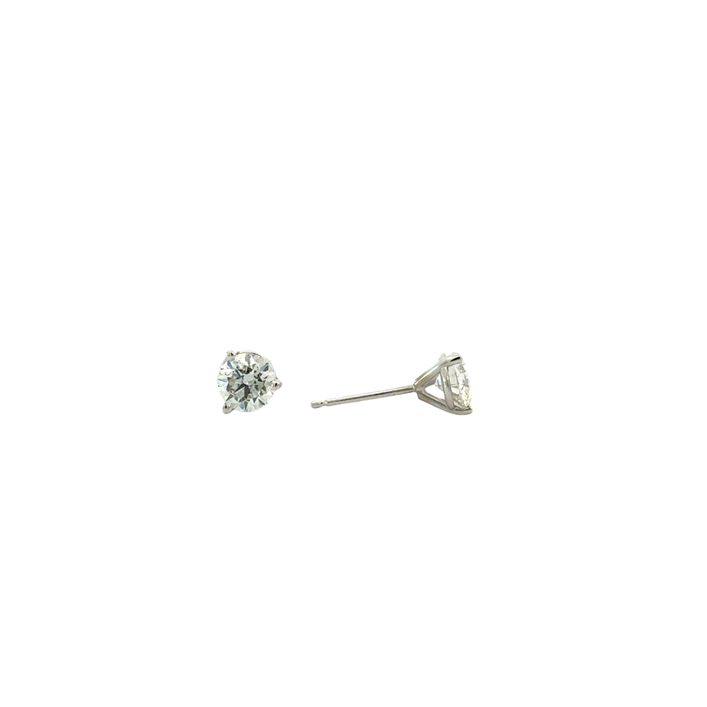 Round Brilliant Cut Diamond Studs 1.02cttw D-E/VS-SI 14Kt White Gold Martini Pushbacks    