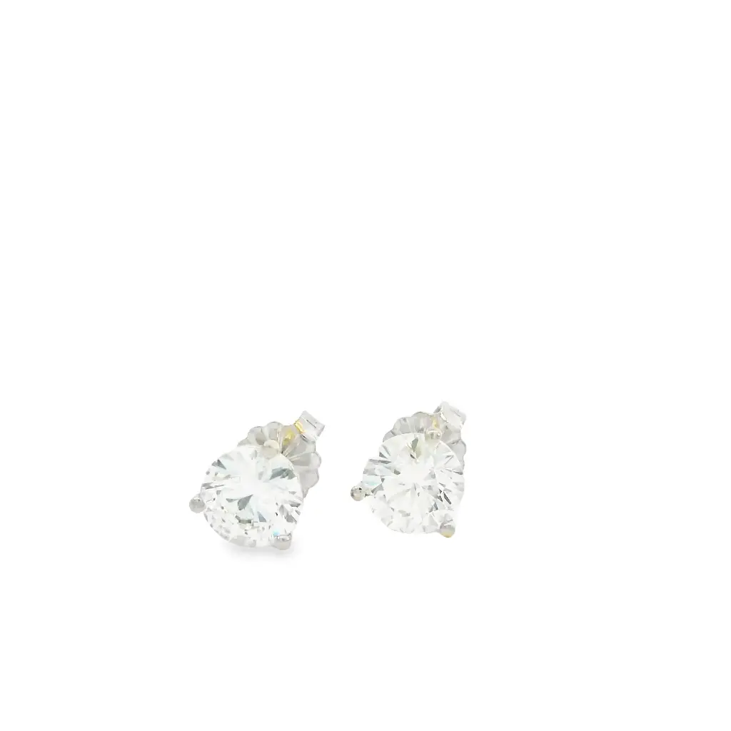 [S14991] Round Brilliant Cut Diamond Studs 1.60cttw E/SI2 GIA6502066625 GIA6515264517 14Kt White Gold Martini Set Pushbacks