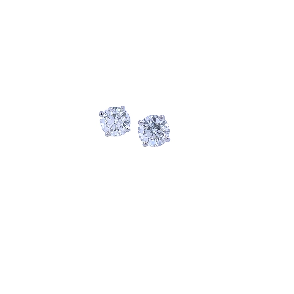 [S15177] Round Brilliant Cut Diamond Studs 1.80cttw FG/SI1 GIA1518481883 GIA7508752495 14Kt White Gold Cocktail Pushbacks