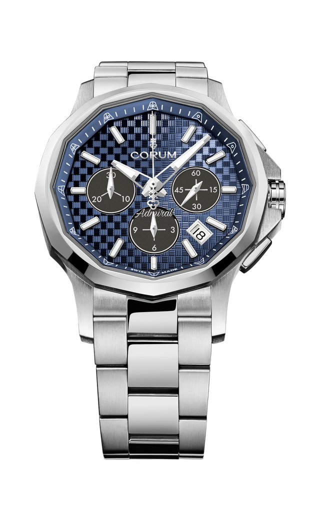 [A984/04556] Corum Admiral 42mm Chrono Blue Dial Watch With a Stainless Steel Band