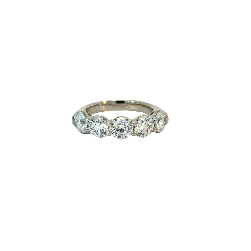 [10152025] Platinum Band With (5) Round Diamonds Weighing 3.51cttw