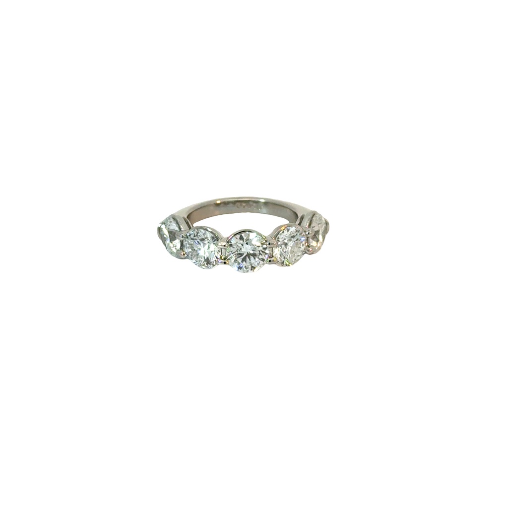 Platinum Band With (5) Round Diamonds Weighing 5.01cttw