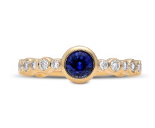 [RM5693] 18Kt Yellow Gold Bubbly Crescendo Round Sapphire (0.46ct) And Diamond (0.53ct) Ring