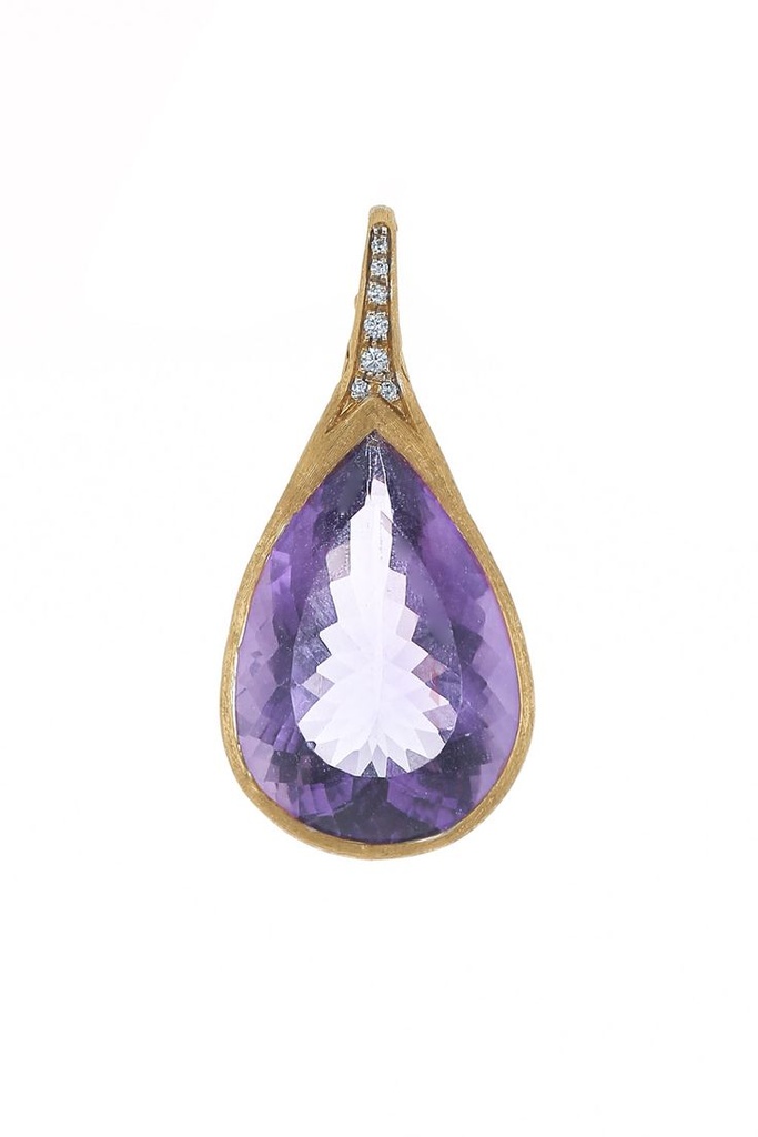 [PB16-B AT02 Y] 18Kt Yellow Gold Unico Amethyst And Diamond Pendant 0.08ct