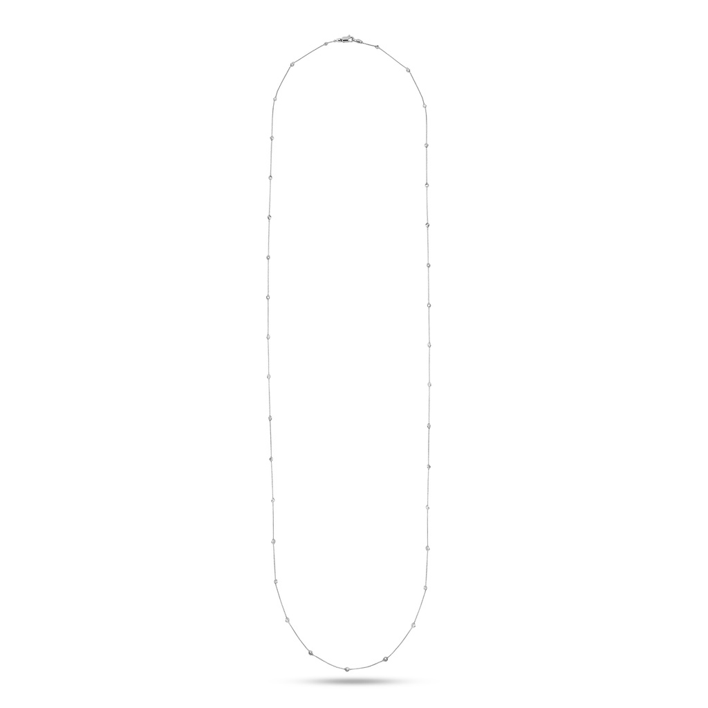 [OND245-O] 14Kt White Gold Diamonds By The Inch Necklace With (35) Round Diamonds Weighing 2.45cttw 35"