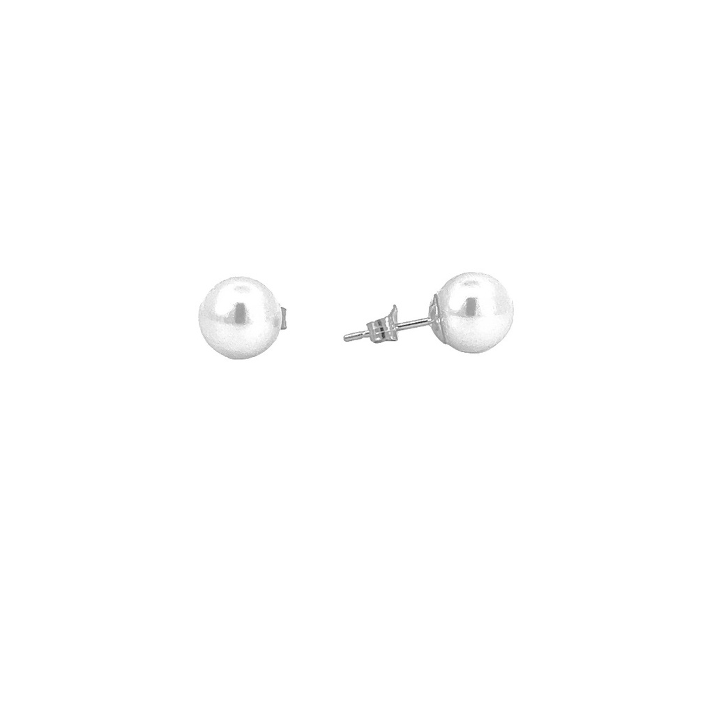 [8CPEW] 14Kt White Gold 8mm Pearl Stud Earrings
