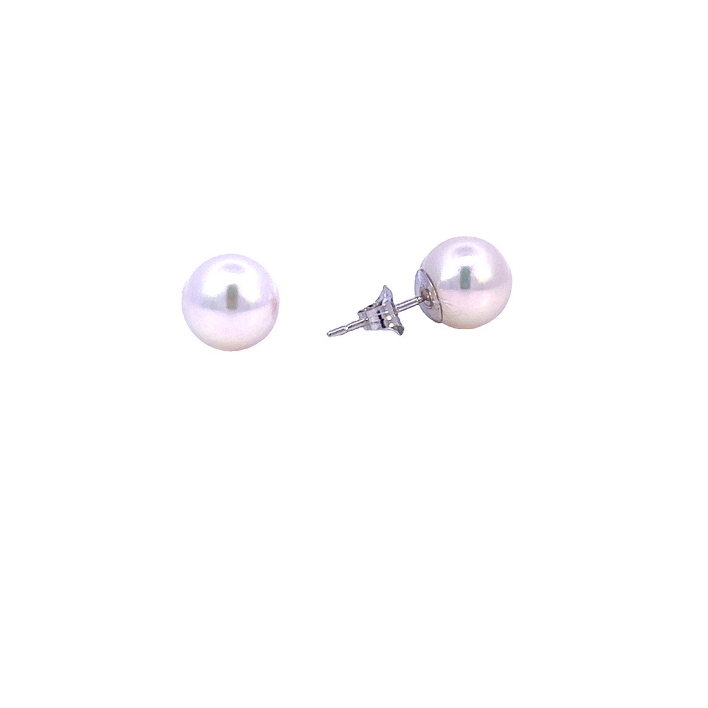 [85CPEW] 14Kt White Gold 8.5mm Pearl Stud Earrings
