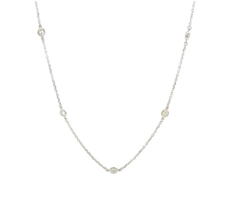 [C1-75-W] 14Kt White Gold Diamond By The Inch Necklace With (12) Round Diamonds Weighing 0.75cttw