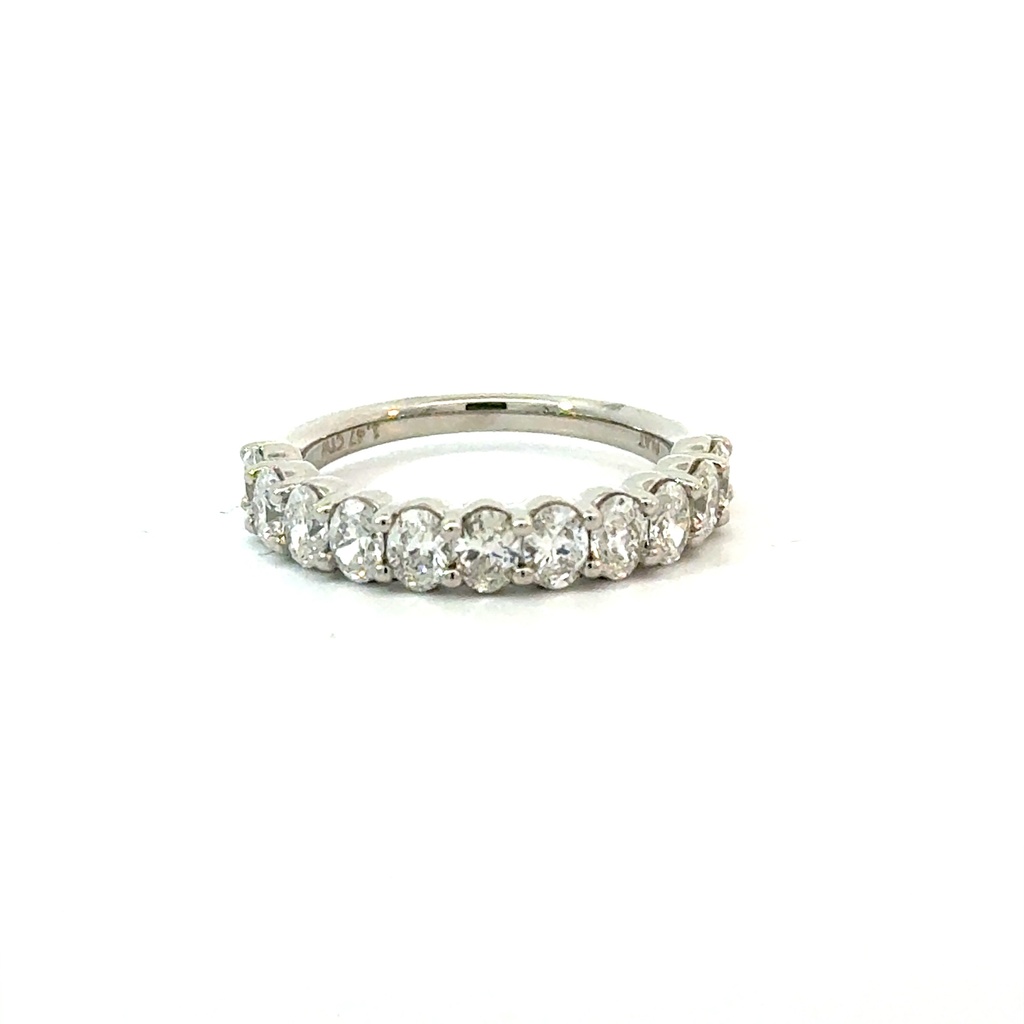 Platinum Half Eternity Band With (11) Oval Diamonds Weighing 1.47cttw