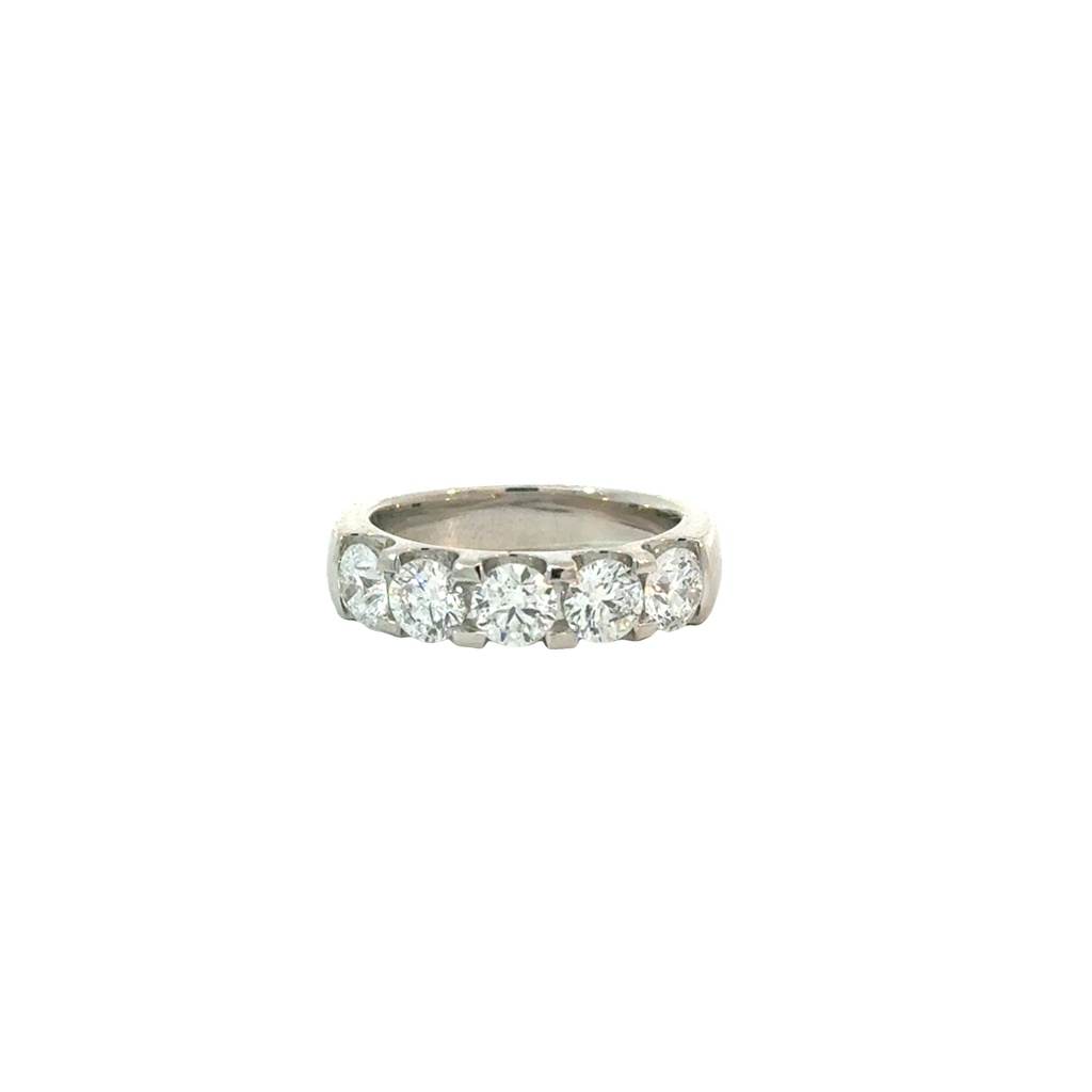 [S15748] Platinum Five Stone Band With Round Diamonds Weighing 2.04cttw