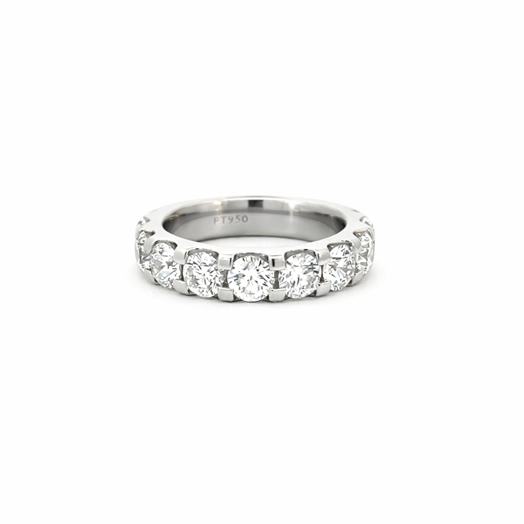 [S15631] Platinum Eternity Band With (15) Round Diamonds Weighing 5.19cttw