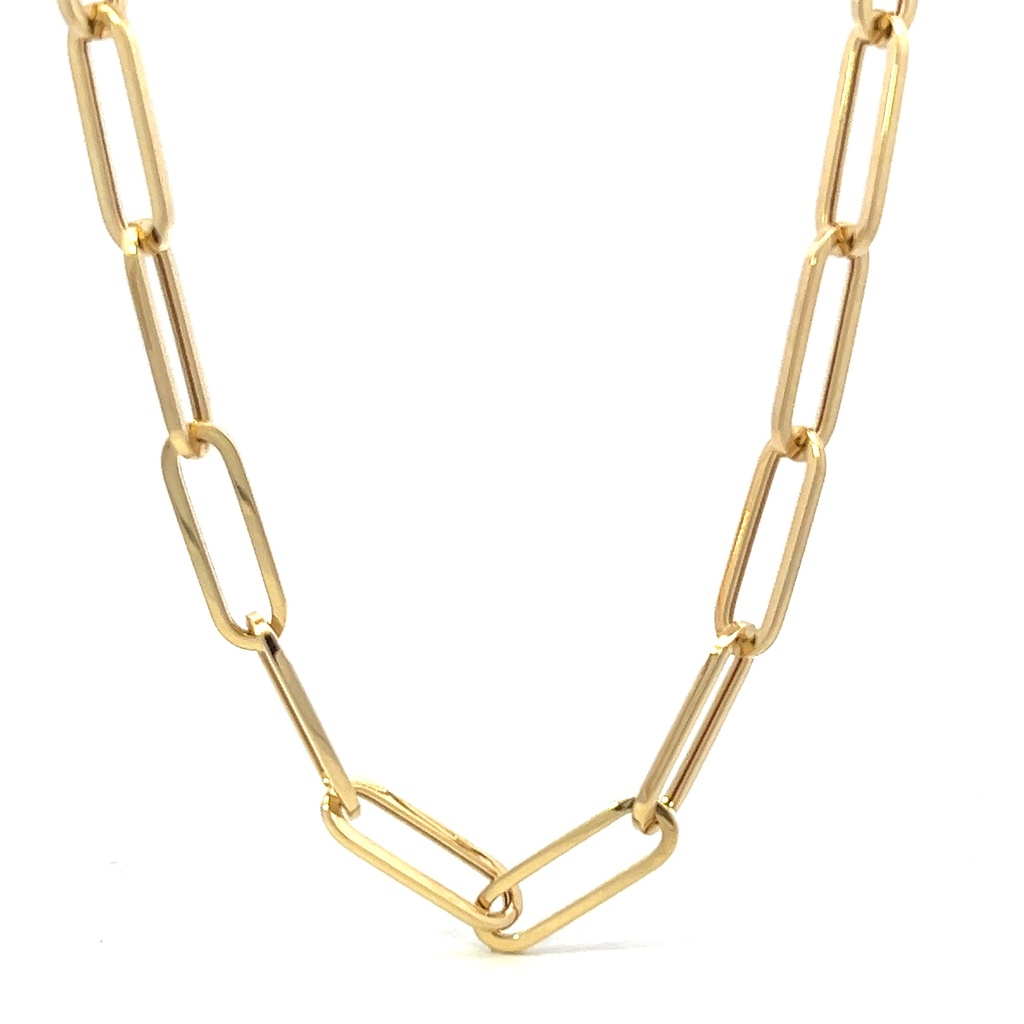 [PN28-Y] 14Kt Yellow Gold Paperclip Necklace 18"