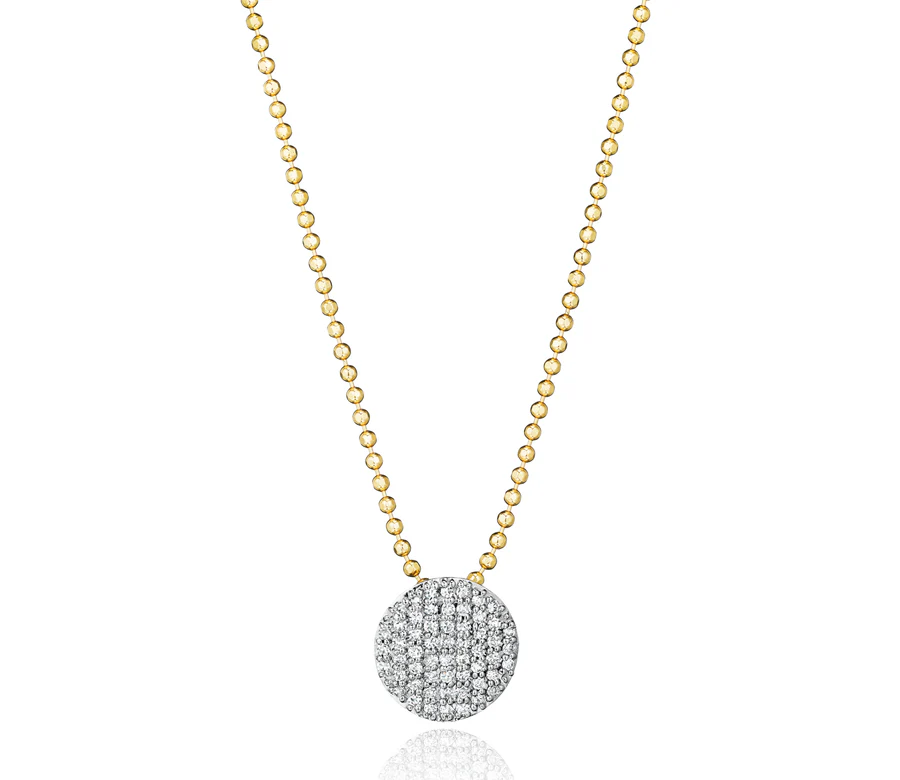 [N20013PDY] 14Kt Yellow Gold Infinity Pendant Necklace With (56) Round Diamonds Weighing 0.27cttw 