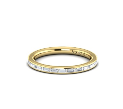 [VW20100-15YG] 14Kt Yellow Gold Channel Set Band With (15) Baguette Diamonds Weighing 0.42cttw