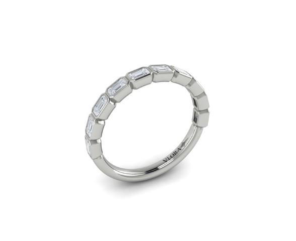 Platinum Bezel Set Band With (10) Emerald Cut Diamonds Weighing 0.85cttw