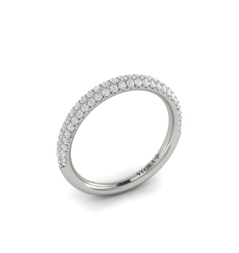 14Kt White Gold Pave Band With (9) Round Diamonds Weighing 0.48cttw