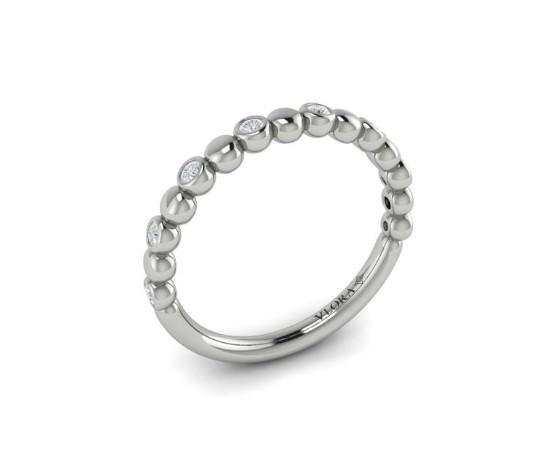 [VW51023-PT] Platinum Bezel Set Bead Band With (8) Round Diamonds Weighing 0.15cttw