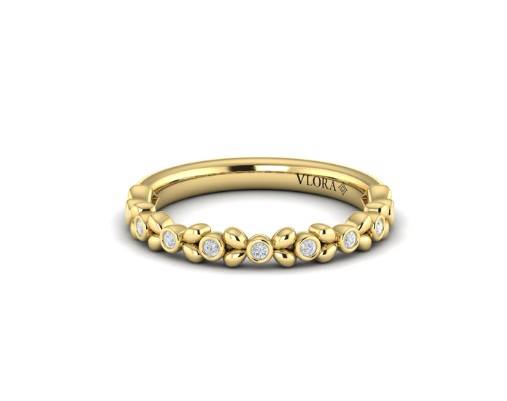 [VW51076-YG] 14Kt Yellow Gold Corsage Band With (9) Round Diamonds Weighing 0.10cttw