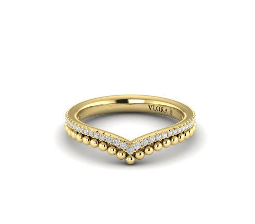 [VW51084-YG] 14Kt Yellow Gold Contour Band With (35) Round Diamonds Weighing 0.15cttw