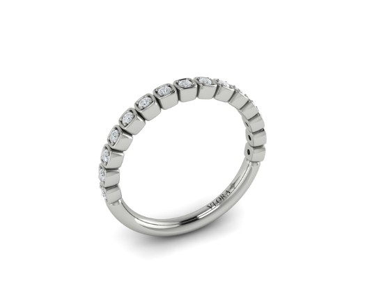 [VW51102-PT] Platinum Tile Band With (15) Round Diamonds Weighing 0.18cttw