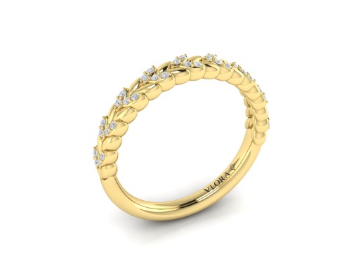 [VW51109-YG] 14Kt Yellow Gold Vine Ring With (36) Round Diamonds Weighing 0.12cttw