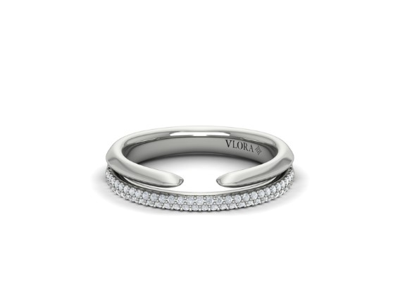 [VW51136-PT] Platinum Open Stackable Band With (63) Round Diamonds Weighing 0.23cttw