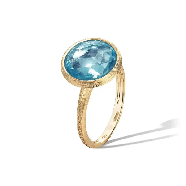 18Kt Yellow Gold Jaipur Swiss Blue Topaz Ring Sz7 