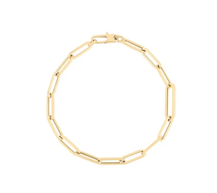 18Kt Yellow Gold Paperclip Link Bracelet 7"