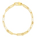 18Kt Yellow Gold Alternating Paperclip And Round Link Bracelet 7"