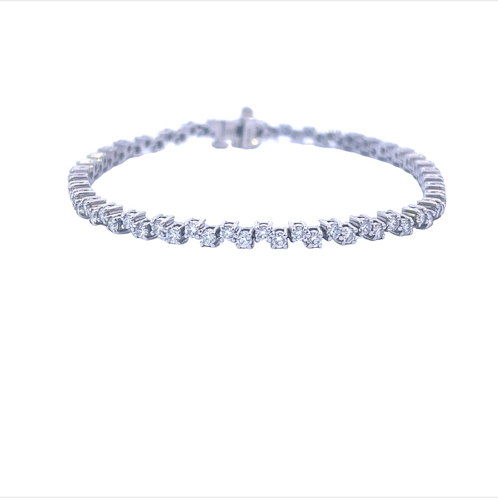 [BR8798-SB924] 14Kt White Gold Diamond Zig-Zag Bracelet 2.40cttw